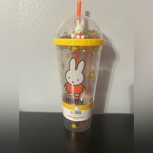 MIFFY By Magenta Yellow and Orange Glitter Star Tumbler And Straw Bunny 22oz NEW